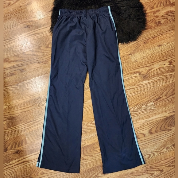 SJB Active Navy Track Pants With Baby Blue Double Stripes Women's Size L - Picture 2 of 10